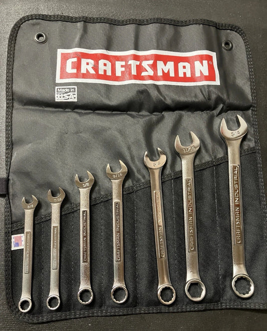 Craftsman Industrial 7pc SAE Combination Wrench Set -VA- USA *READ DESCRIPTION*