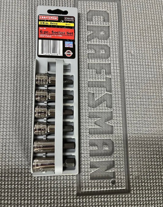 NOS Sears Craftsman 6pc Hex Bit Socket Set 3/8” Drive Metric 34448 USA -GK- New!