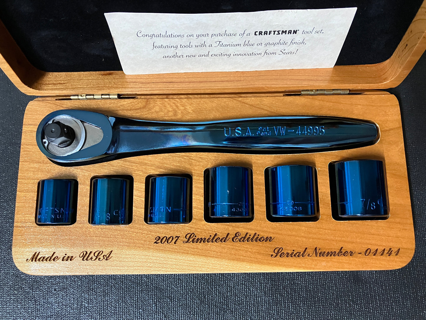 NOS Rare Craftsman 2007 Limited Edition Titanium Blue Ratchet & Socket Set USA