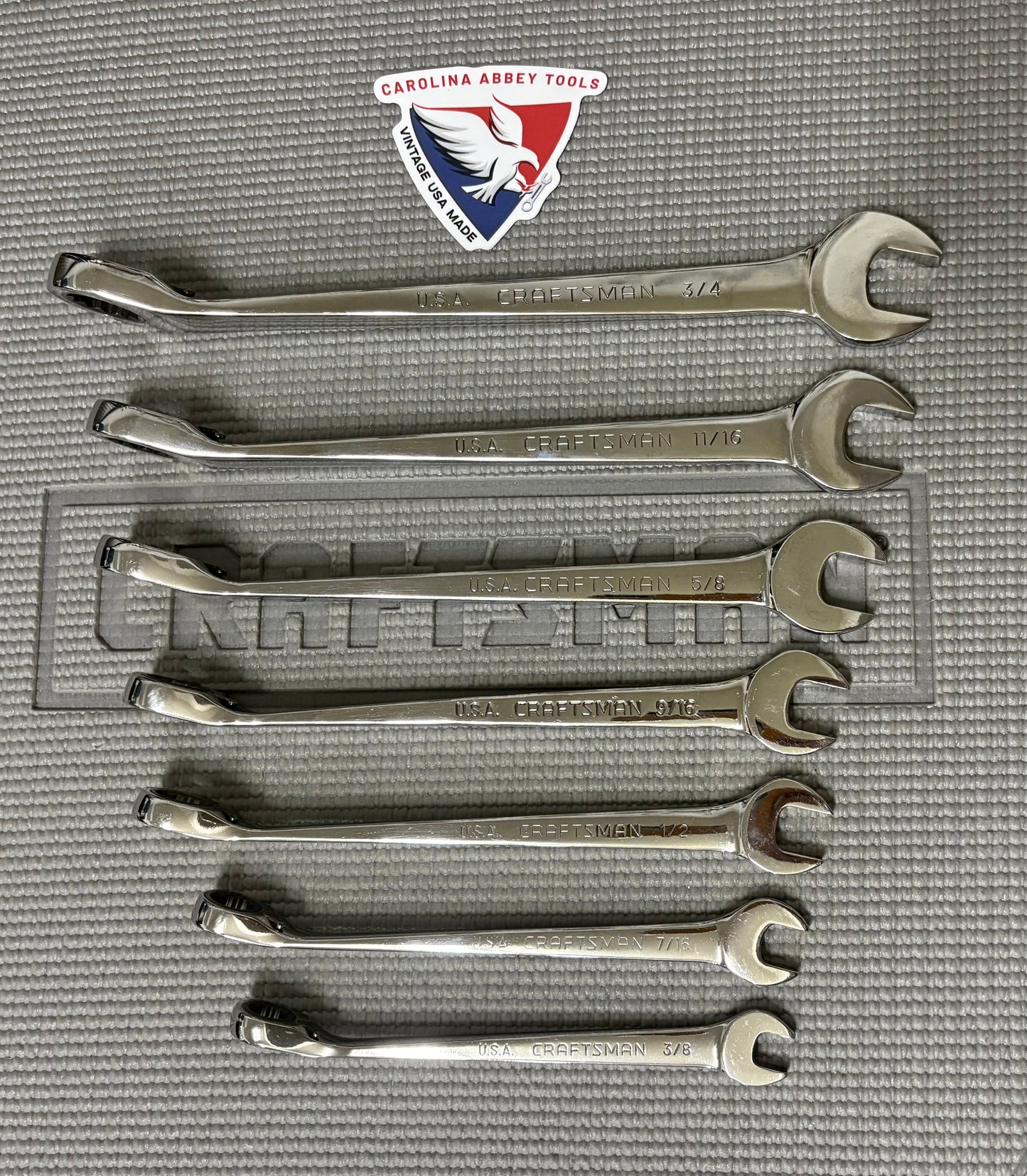Rare Sears Craftsman USA Reversible Ratcheting Cross Force Wrench Set SAE 44850
