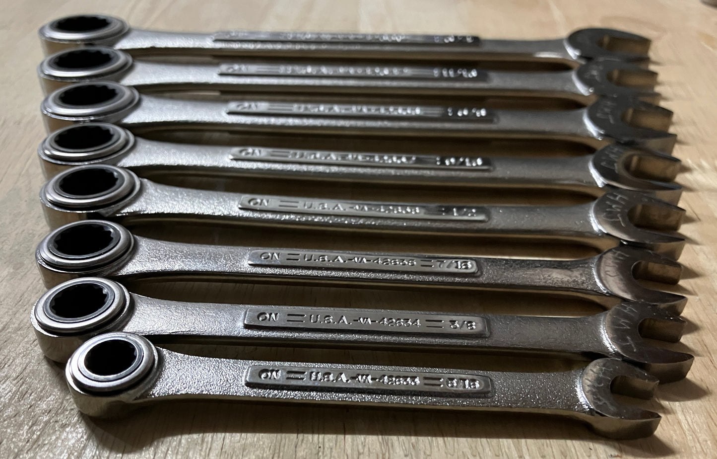 Vintage Craftsman 8pc SAE Ratcheting Combination Wrench Set 5/16 - 3/4 42444 USA