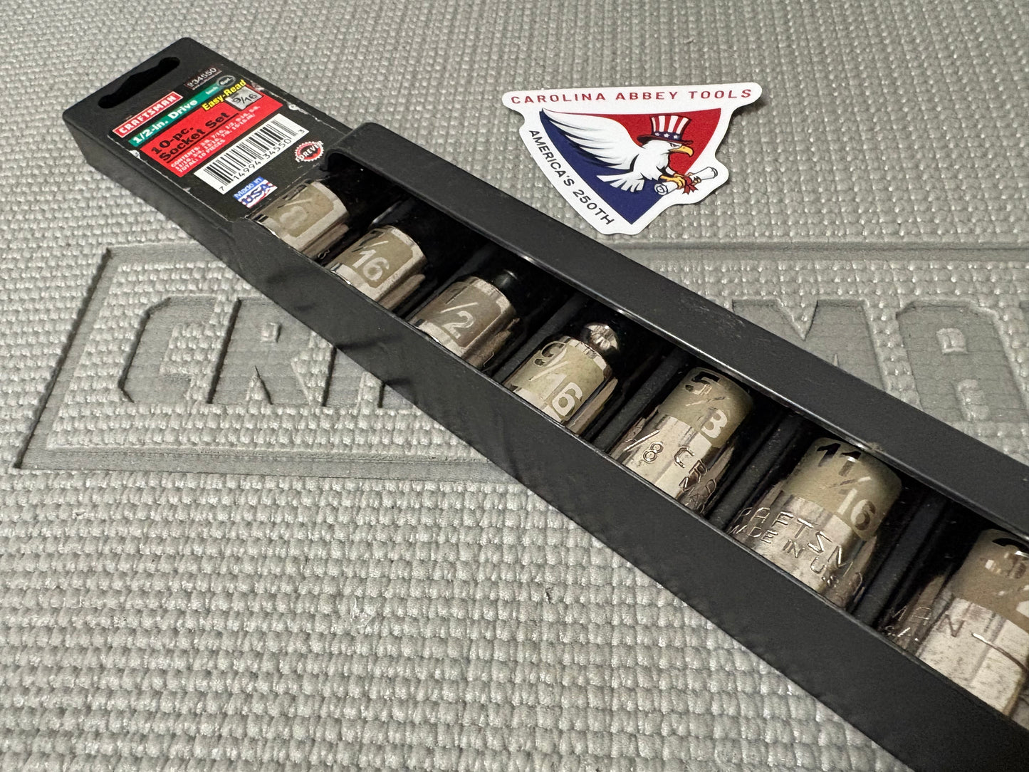 NOS Sears Craftsman USA 1/2” Drive 10pc Easy Read 6 Point Socket Set SAE 34550 G2D Dual Marked