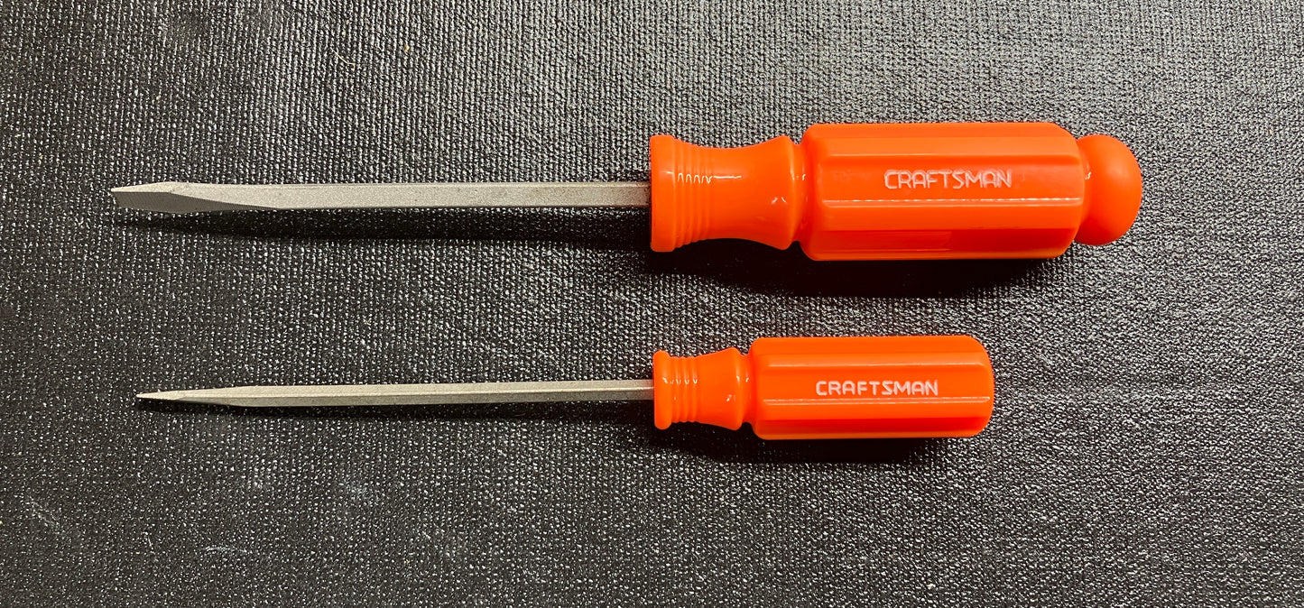 NOS Vintage Craftsman Hi Viz Orange Screwdrivers (2) 1/8” & 3/16” 41555 WF USA