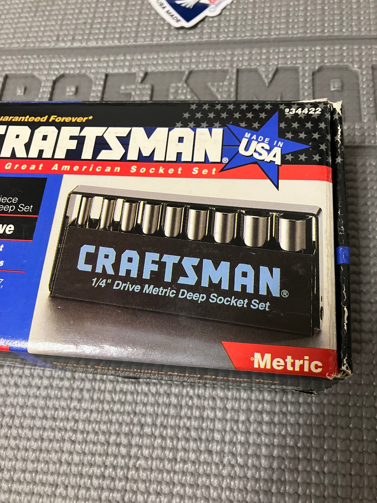 NOS Rare Sears Craftsman USA  1/4” Drive Deep Metric Socket Set Metal Tray 34422