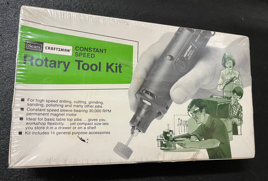 NOS Vintage Sears Craftsman 14pc Rotary Tool Kit 25151 Constant Speed Sealed In Package