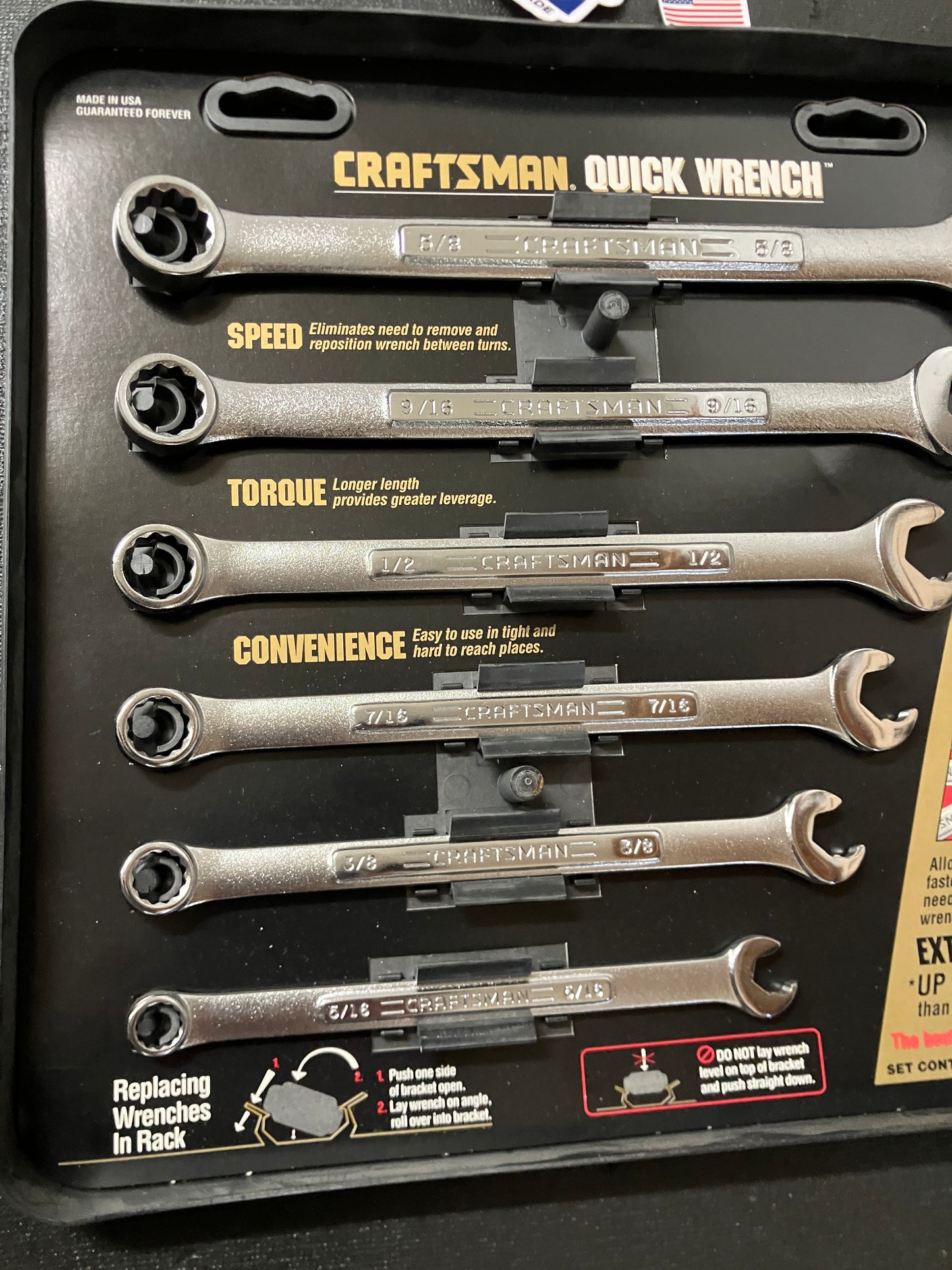 NOS Vintage Sears Craftsman 6pc Quick Wrench Set SAE 42356 5/16"- 5/8" -VA- USA