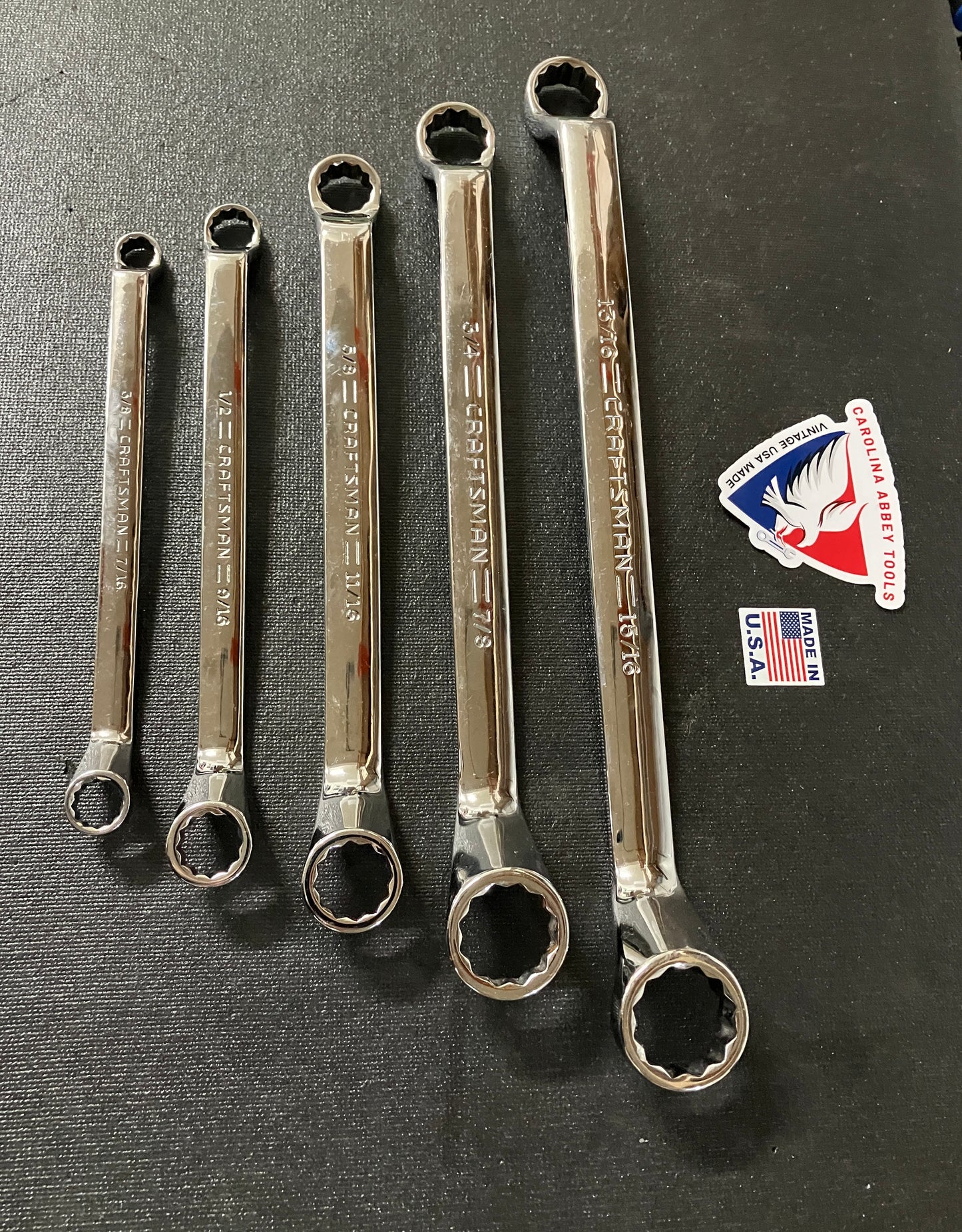 Vintage Craftsman 5pc SAE Full Polish Deep Offset 12pt Double Box End Wrench Set 3/8” - 15/16” USA