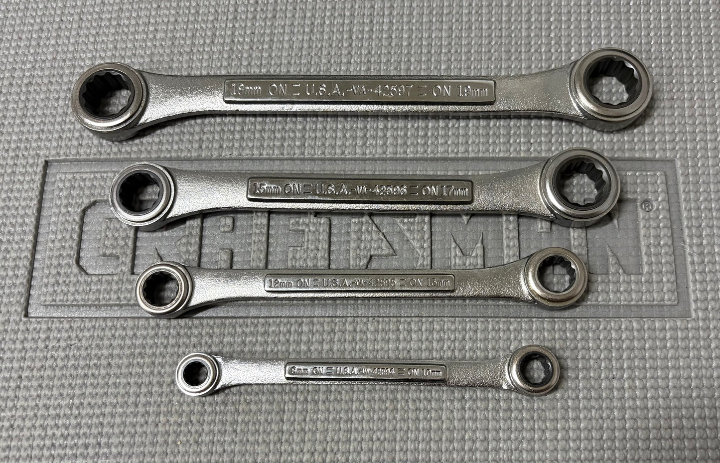 Sears Craftsman USA 42447 Metric 8-19mm Double Box End Ratcheting Wrench Set Like New!