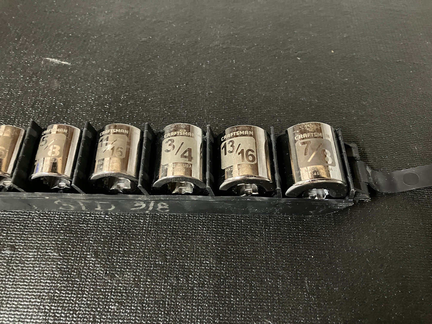 Vintage Craftsman 9pc 3/8” Drive 6 Point Socket Set USA 3/8” to 7/8” Easy Read