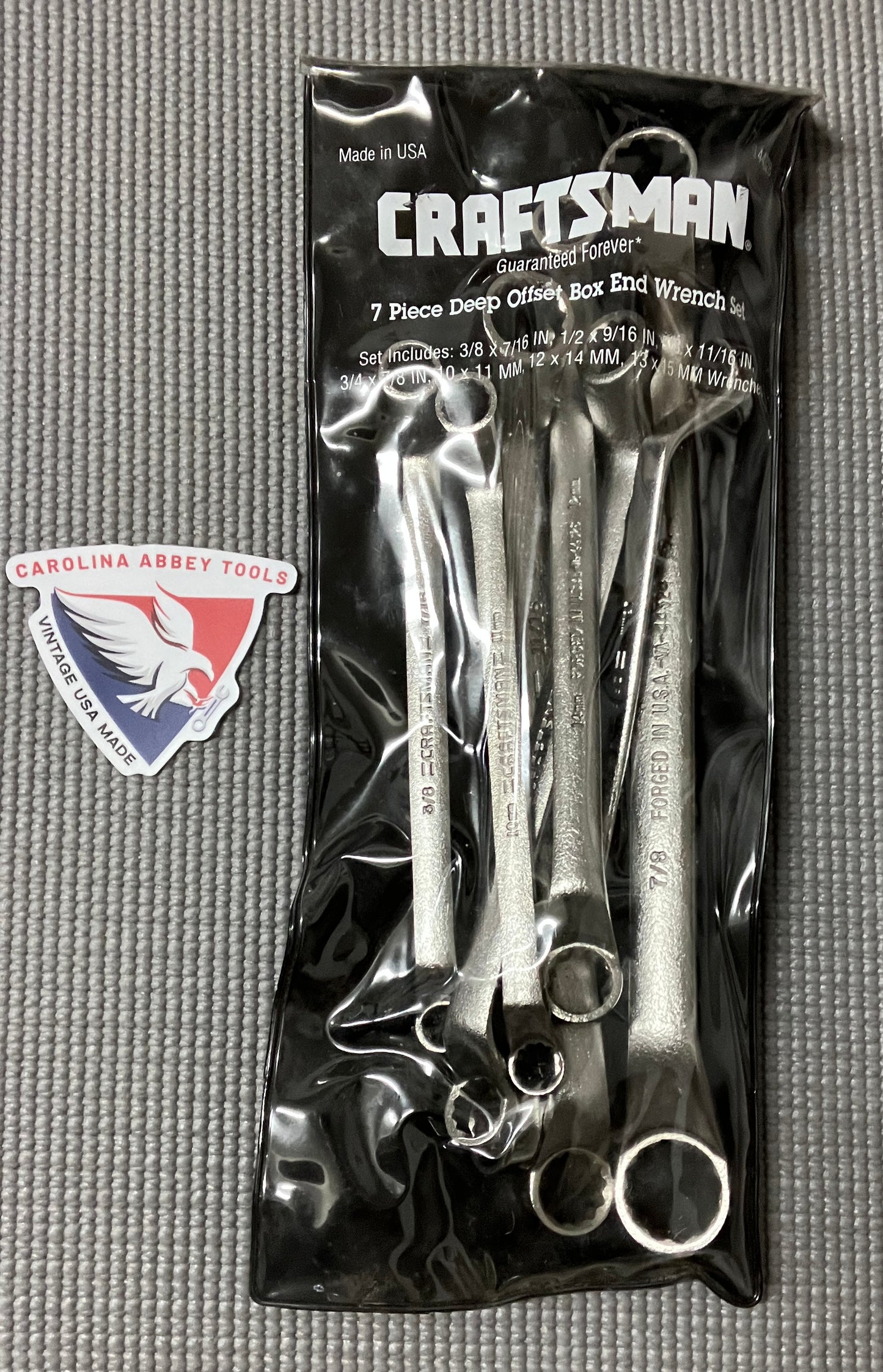 NOS Vintage Craftsman 7pc Satin Deep Offset Box End Wrench Set 44328 -VA- USA