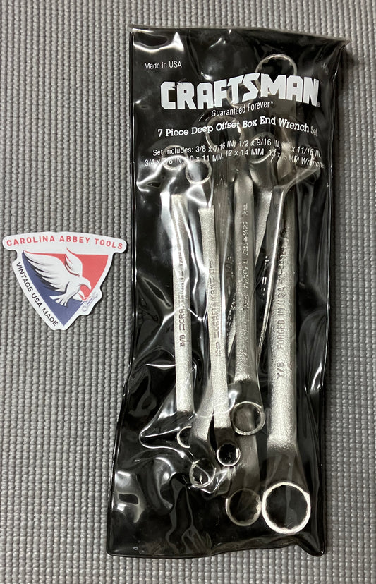 NOS Vintage Craftsman 7pc Satin Deep Offset Box End Wrench Set 44328 -VA- USA