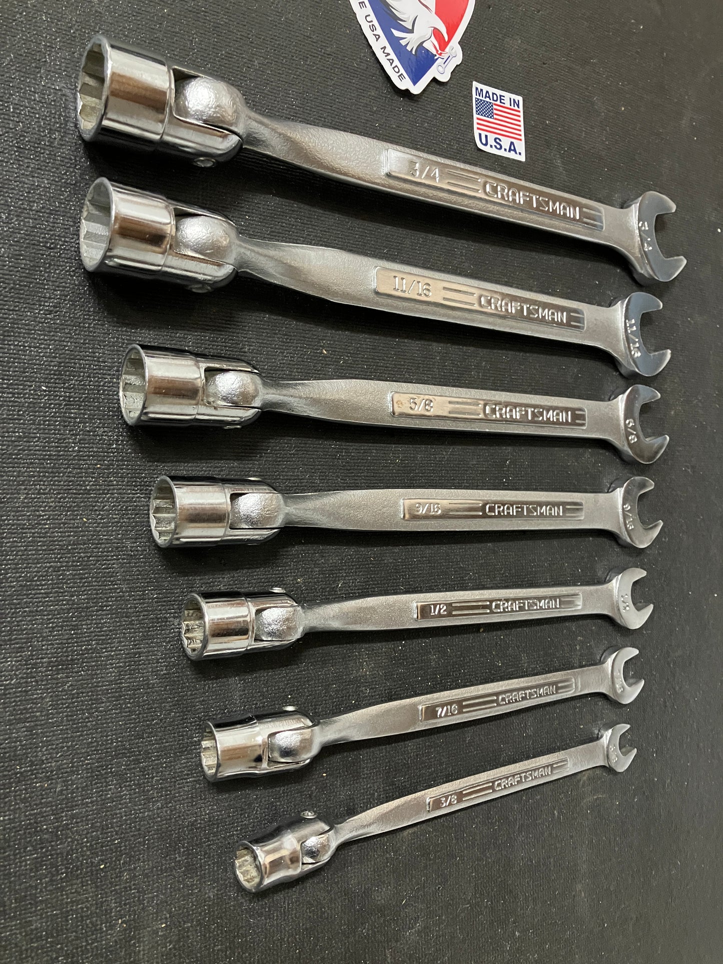 Vintage Craftsman 7pc SAE Saltus Flex Head Wrench Set USA