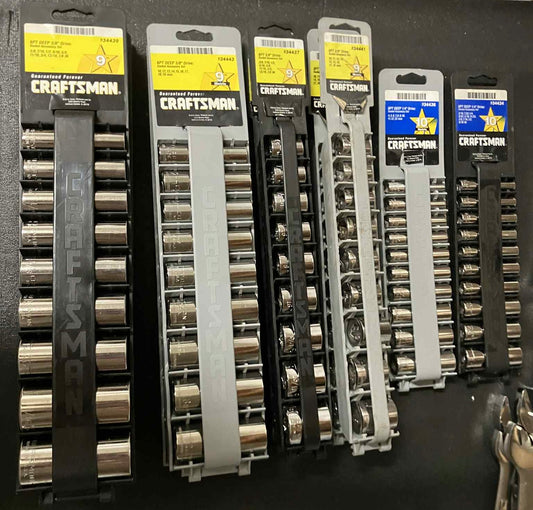 NOS Vintage Craftsman 10pc 6 Point Socket Set Bundle USA