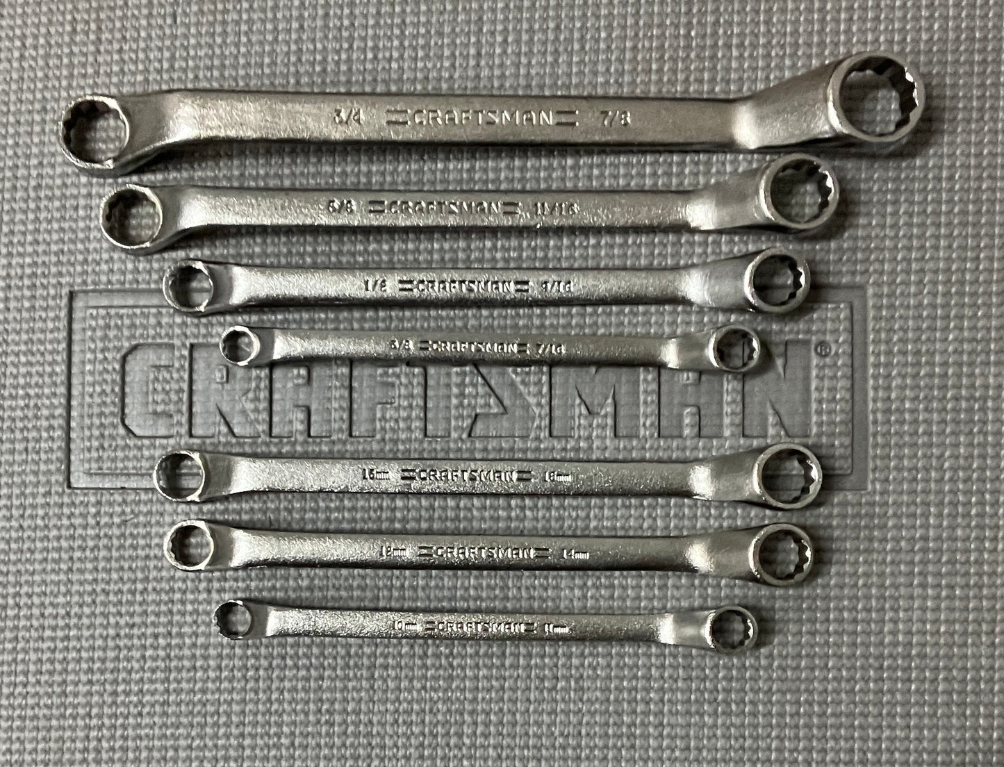 NOS Vintage Craftsman 7pc Satin Deep Offset Box End Wrench Set 44328 -VA- USA