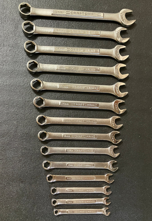 Vintage Craftsman 14pc Metric 6 Point Combination Wrench Set 6mm - 19mm -VA- USA
