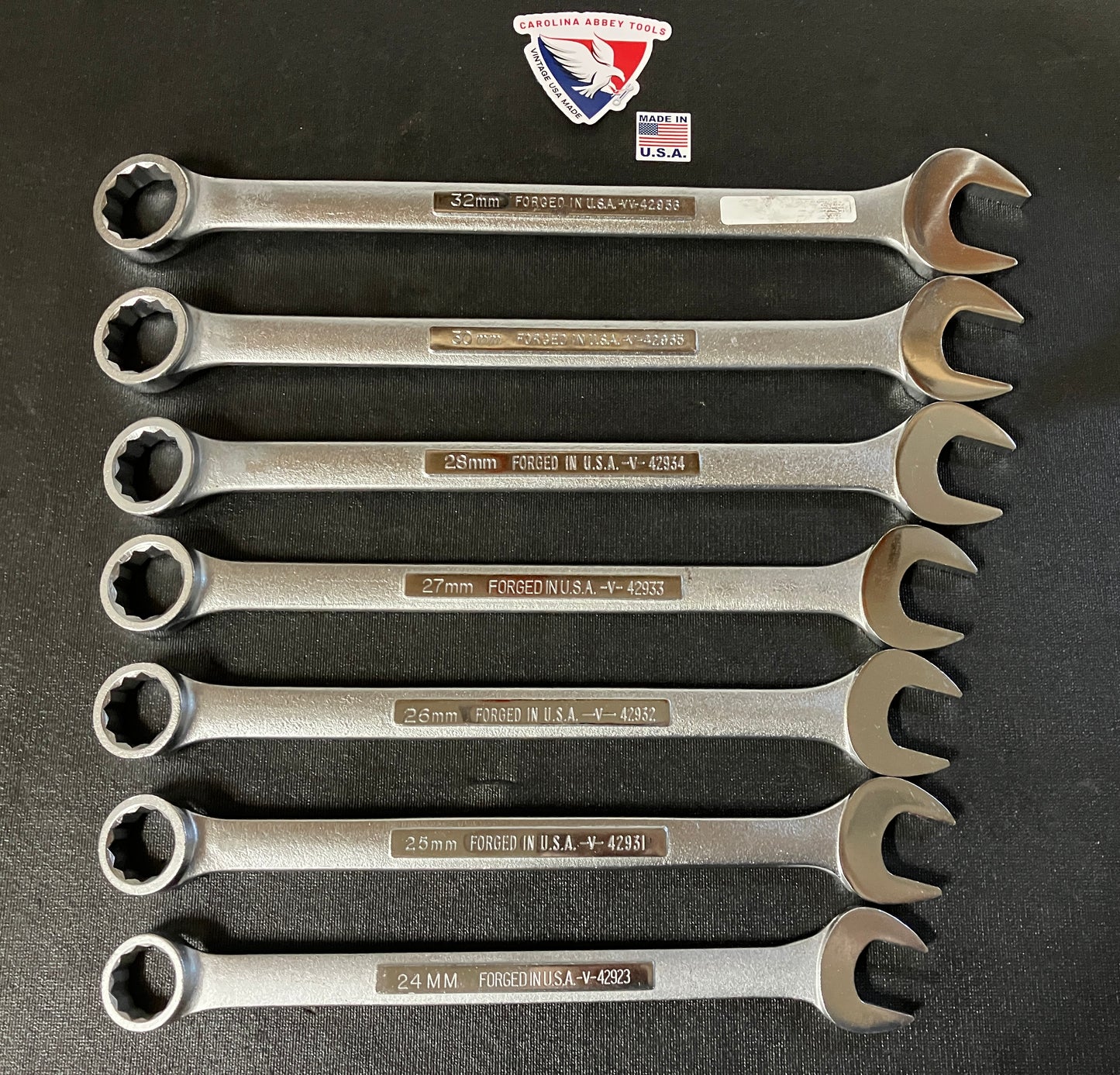 Vintage Craftsman 7pc Jumbo Metric Combination Wrench Set 24-32mm -V- -VV- USA