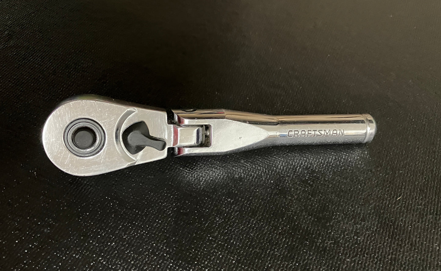 Vintage Craftsman Fully Polished 3/8"  Drive Stubby Flex Ratchet - 44834 VL USA