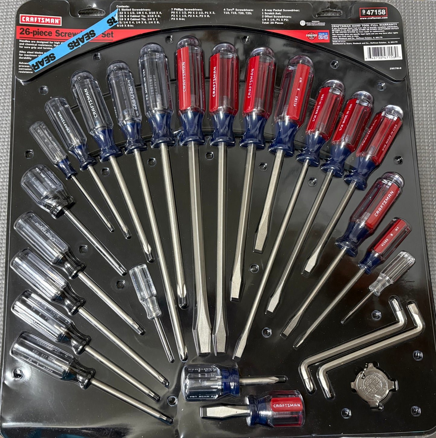 NOS Sears Craftsman Huge 26 Pc Screwdriver Set 47158 WF USA Rare Package