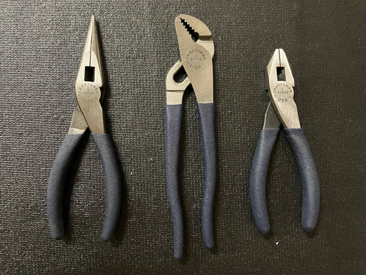 NOS Vintage Craftsman 3pc Blue Handle Plier Set 45024 & 45088 USA