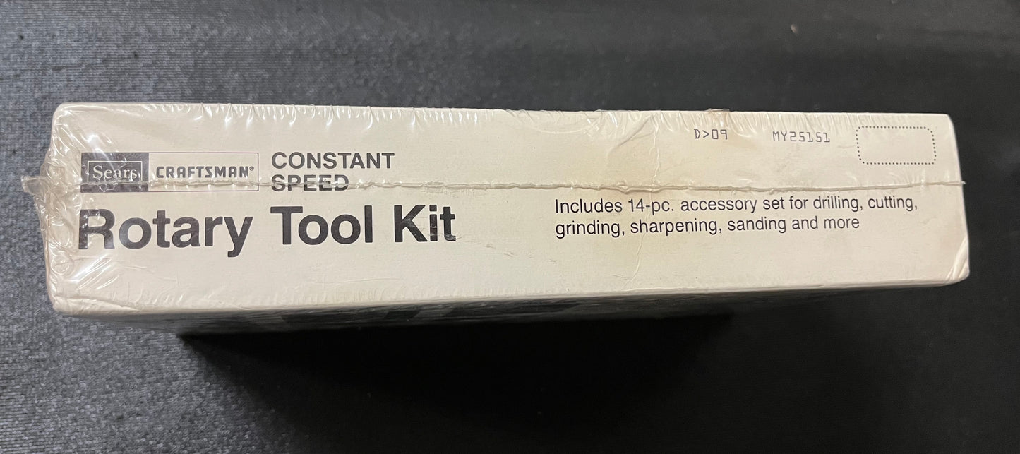 NOS Vintage Sears Craftsman 14pc Rotary Tool Kit 25151 Constant Speed Sealed In Package