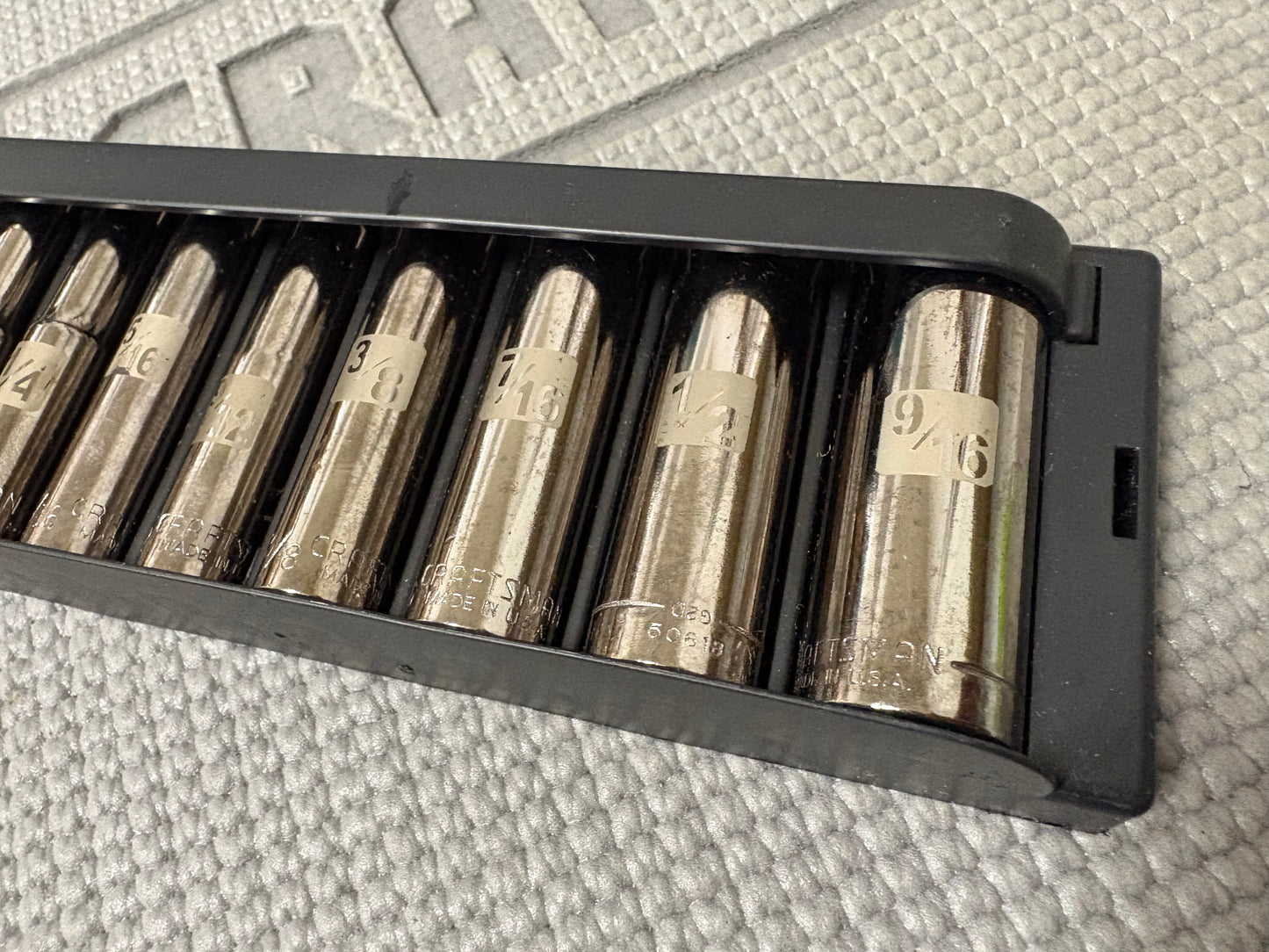 NOS Sears Craftsman USA 1/4” Drive SAE 9pc Easy Read Deep Socket Set 34563 Rare!