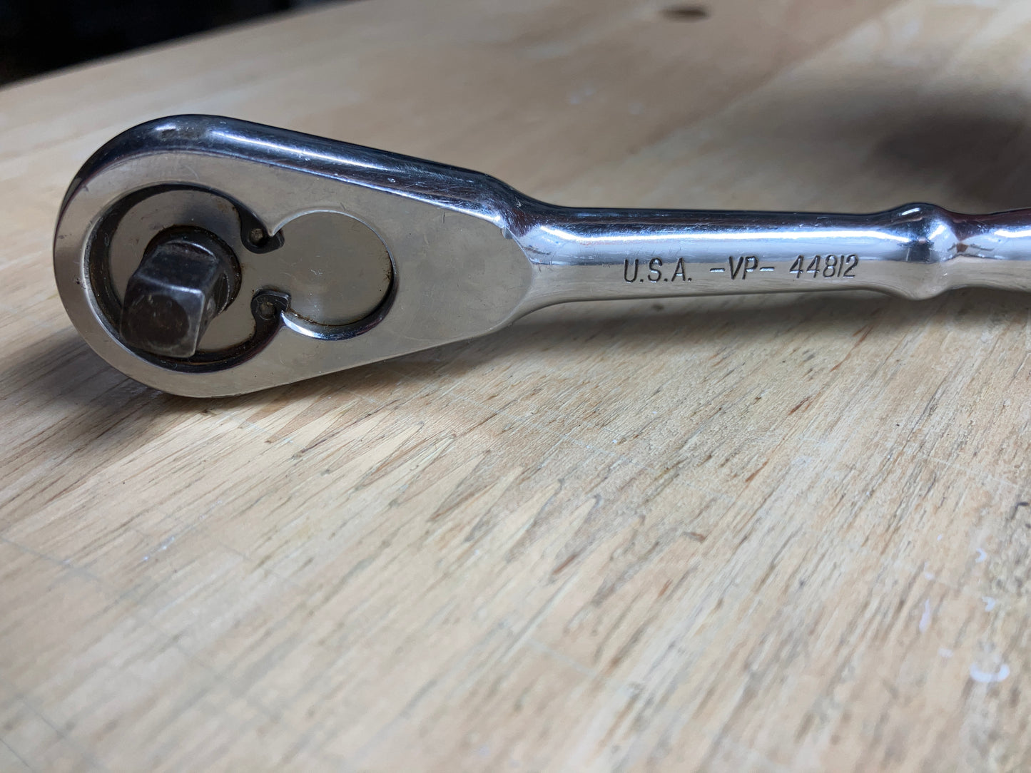 Vintage Craftsmal Full Polish 1/4" Drive Pear Head Quick Release Ratchet -VP- 44812 USA