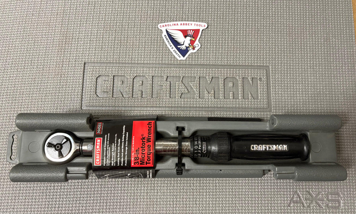 NOS Sears Craftsman USA Microtork Torque Wrench 3/8” Drive w/ Case 44593