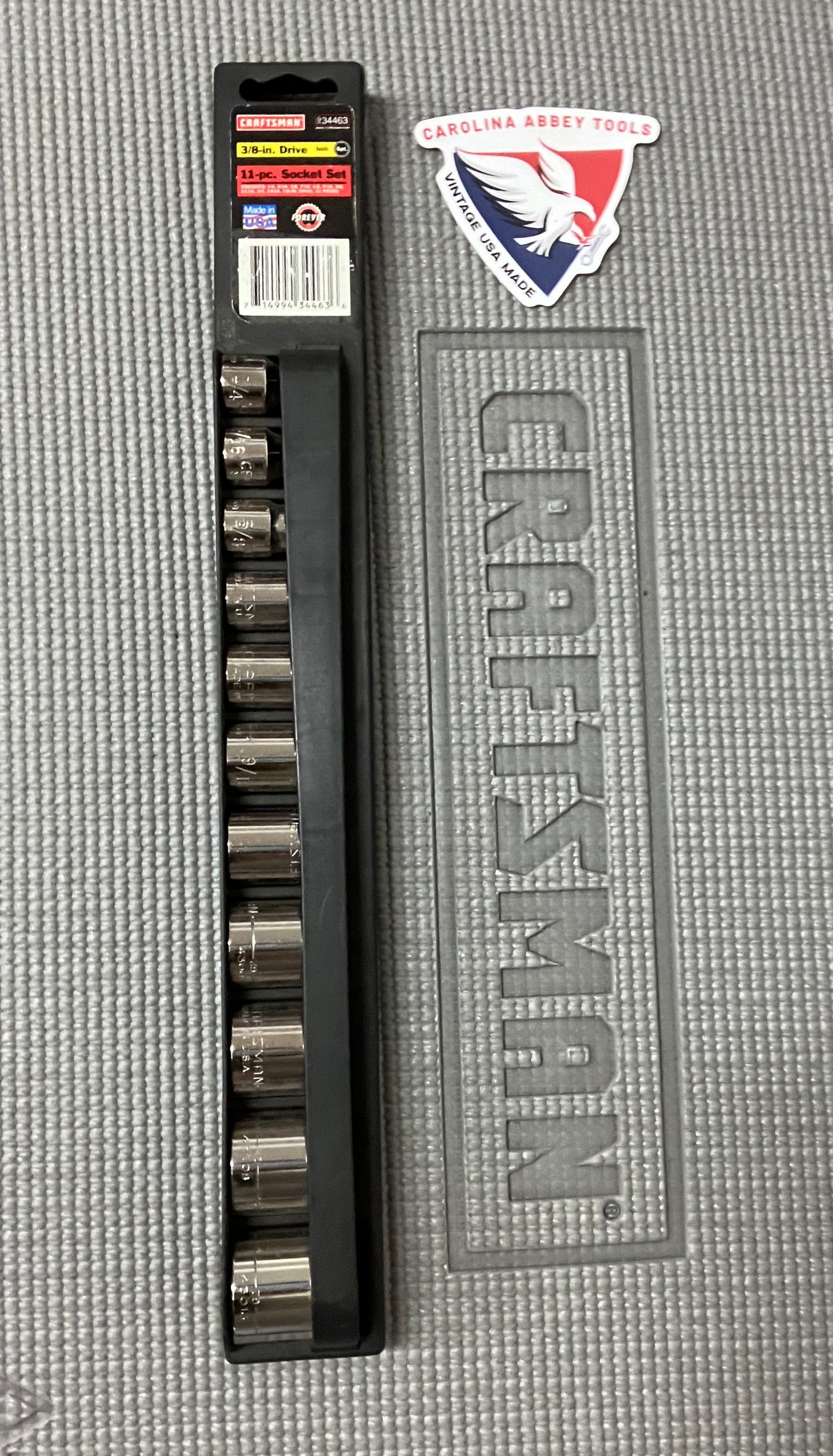 NOS Vintage Sears Craftsman 11pc 3/8”Drive 6pt SAE Socket Set 34463 1/4-7/8” USA