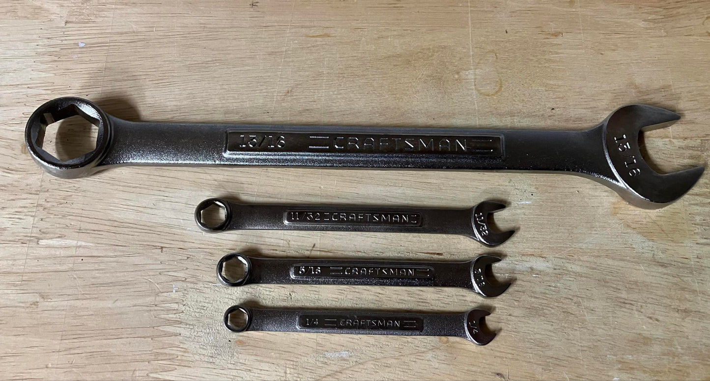 Vintage Craftsman USA 4pc 6 Point SAE Combination Wrench Bundle