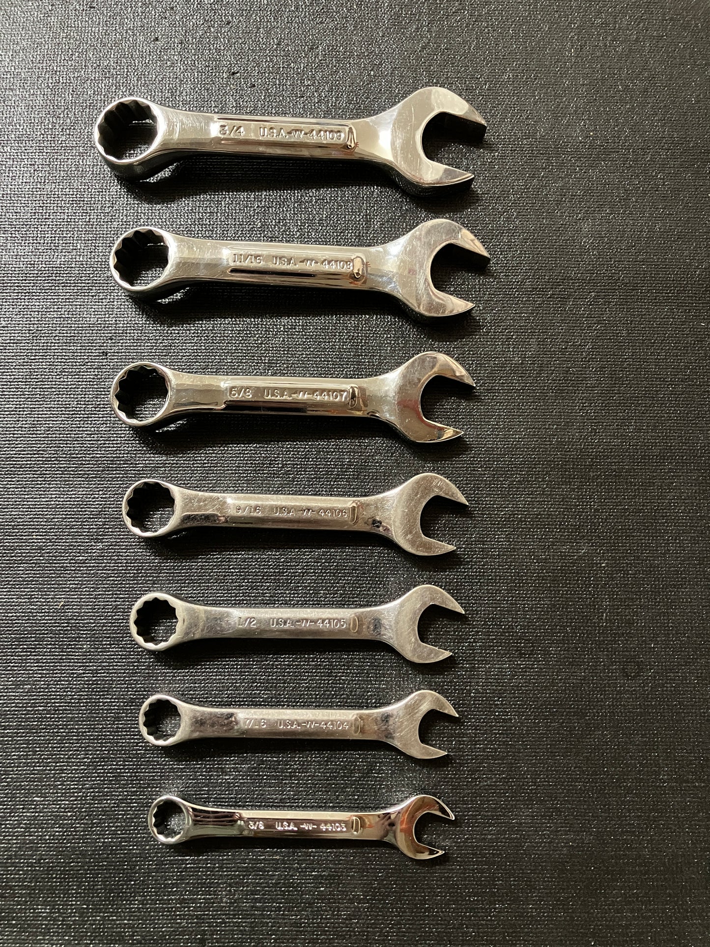 Vintage Craftsman Professional 7pc Stubby SAE Combination Wrench Set 44101 -VV- USA