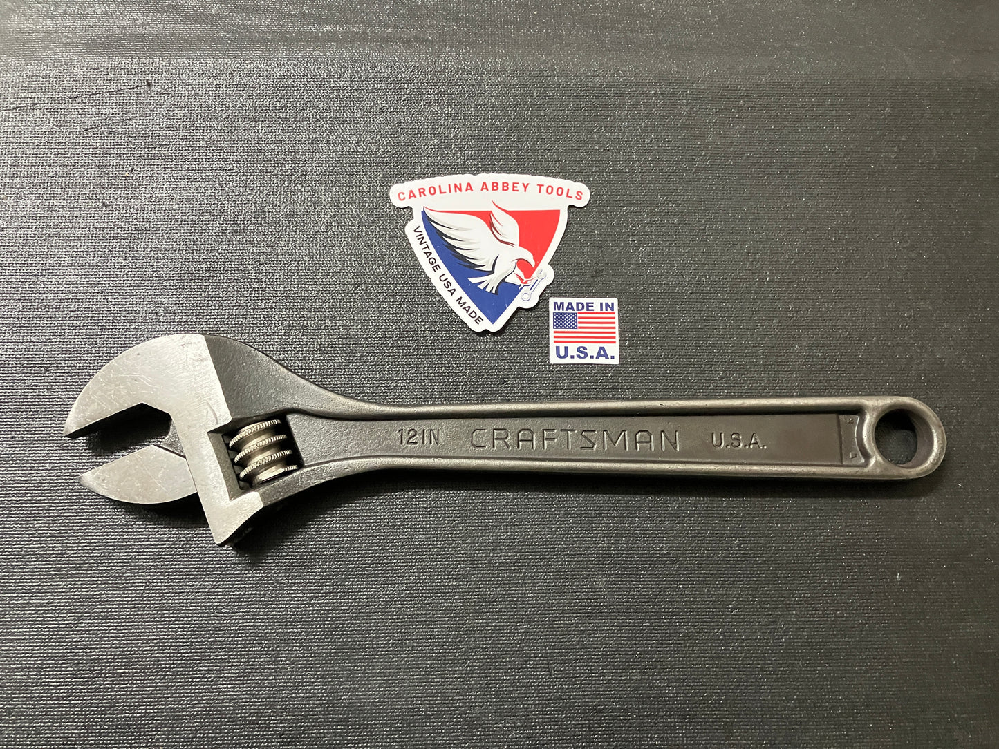 Rare Vintage Craftsman 12” Black Oxide Adjustable Wrench 4454 WF USA