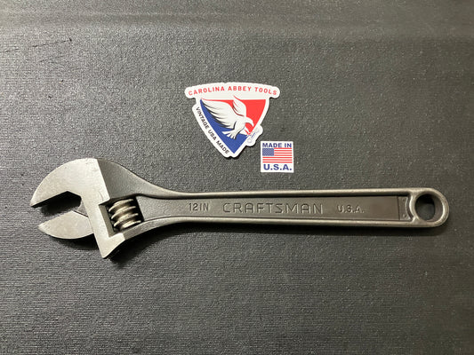 Rare Vintage Craftsman 12” Black Oxide Adjustable Wrench 4454 WF USA