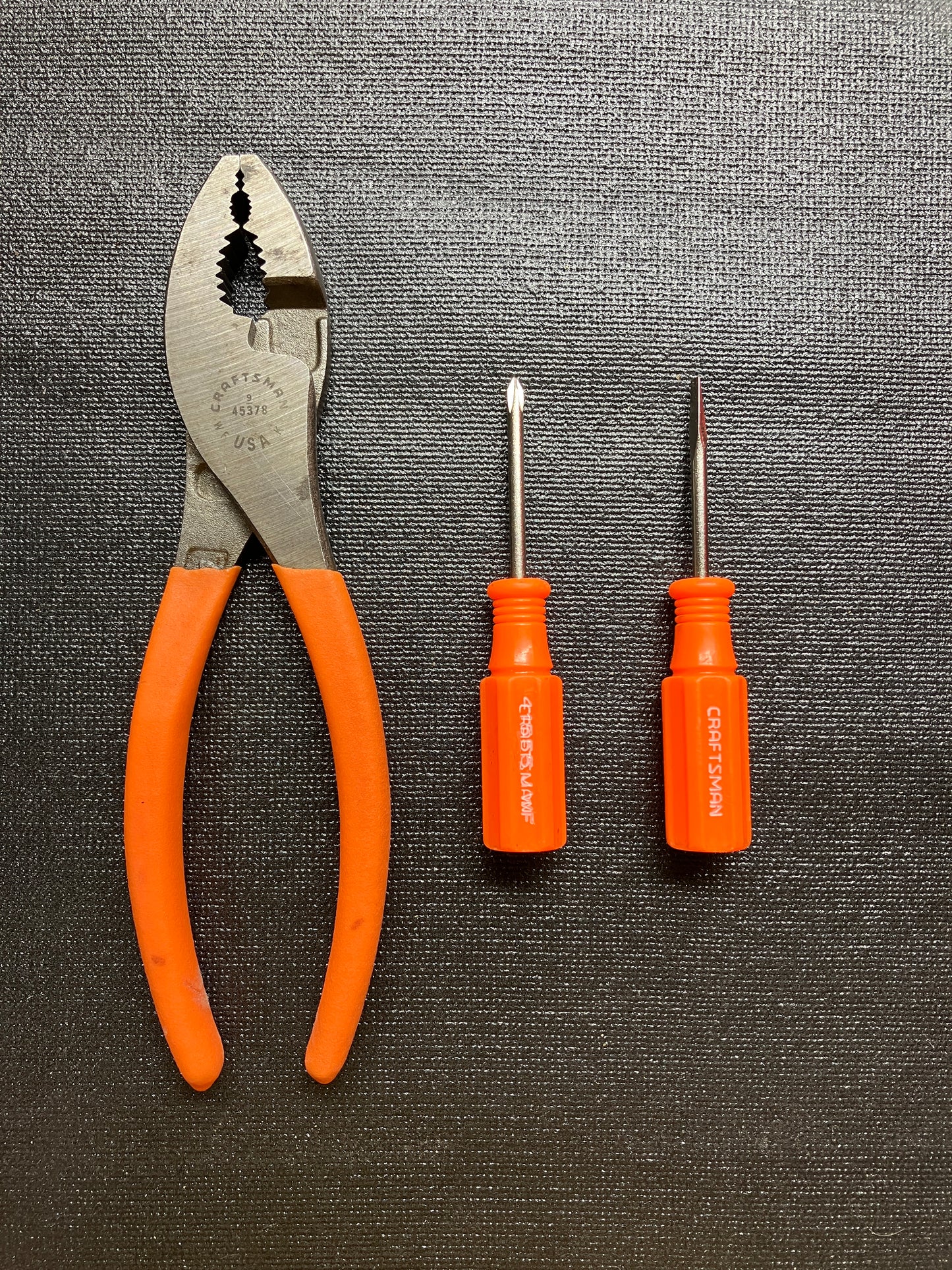 Vintage Craftsman Orange Slip Joint Pliers and Micro Screwdrivers (2)