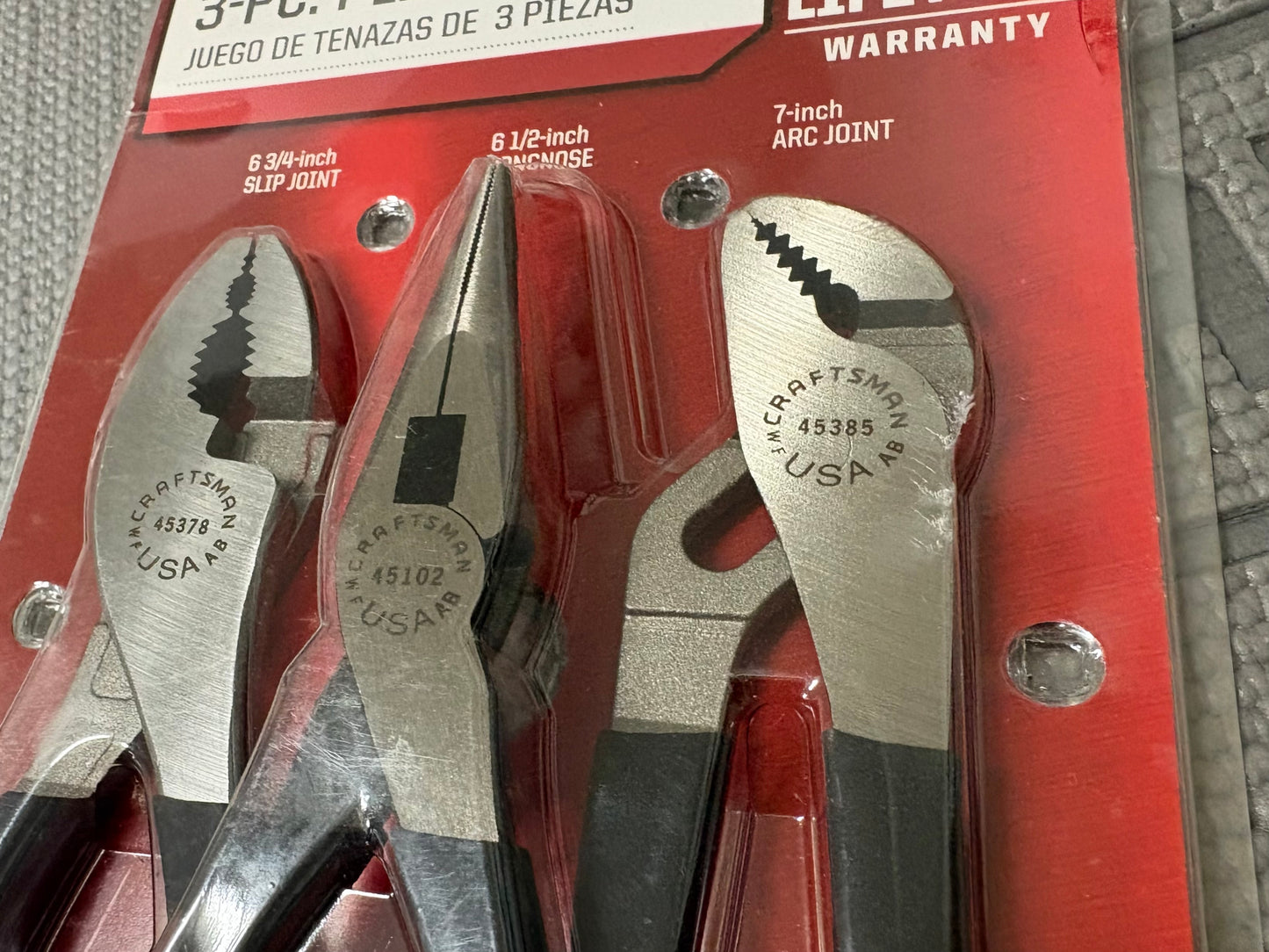 NOS Sears Craftsman USA 3pc Pliers Set 31795 WF USA Includes 45385 45102 45376