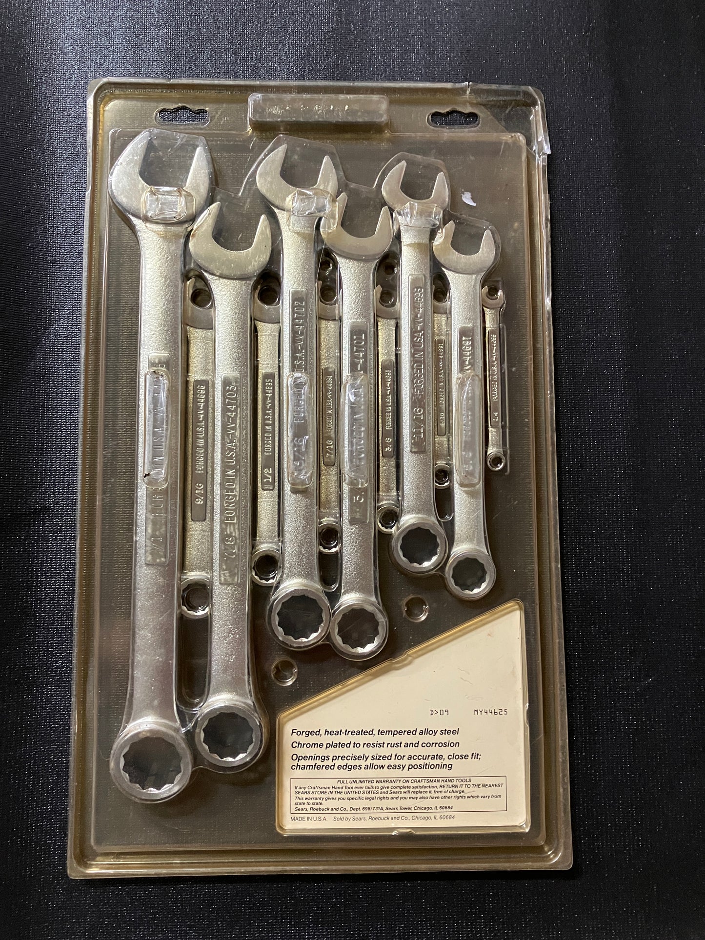 NOS Vintage Craftsman 12pc Combination Wrench Set 1/4” to 1” 44625 USA -VV-