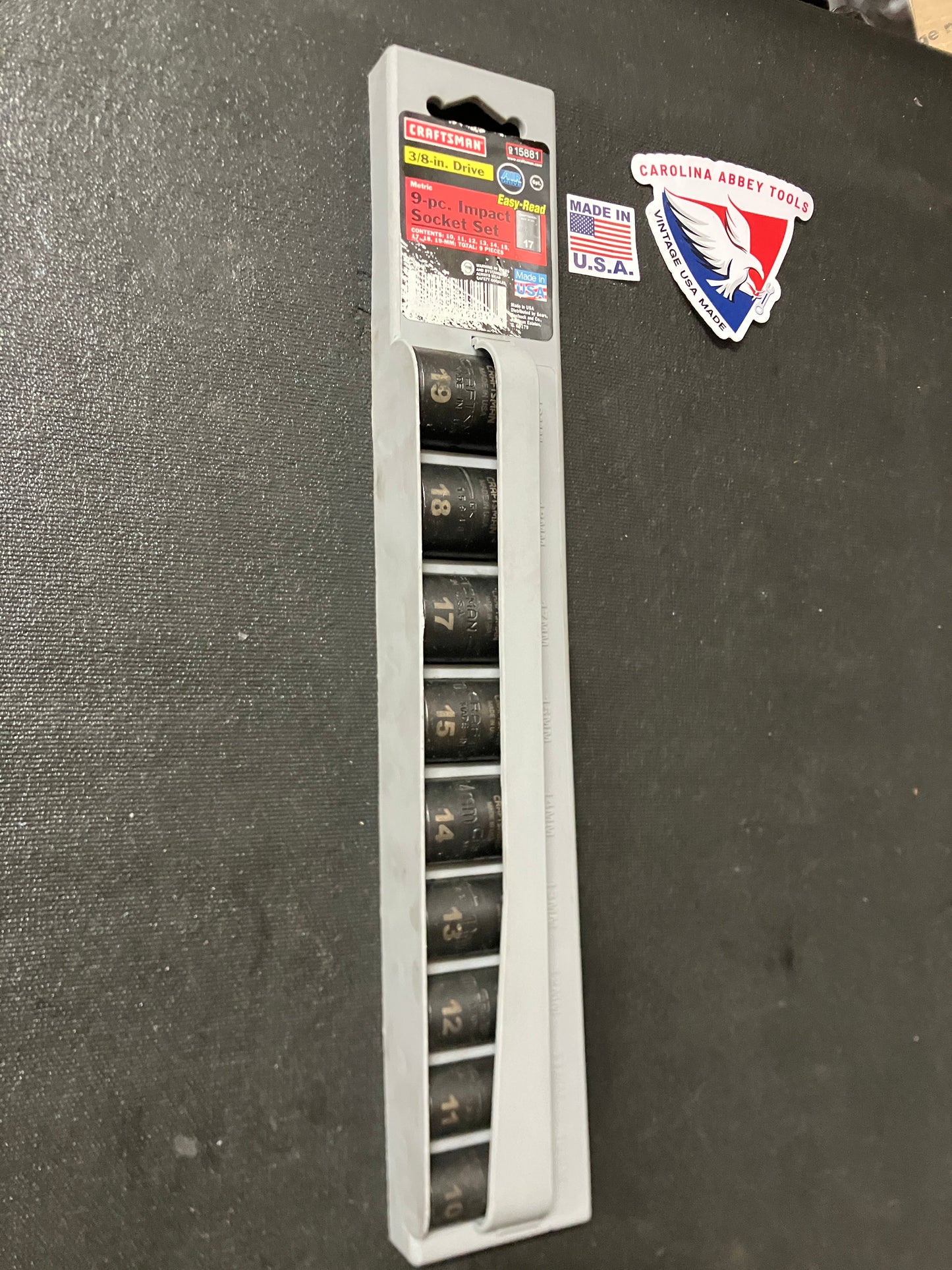 NOS Vintage Craftsman 9pc 3/8” Drive 10-19mm Easy Read Impact Sockets 15581 USA