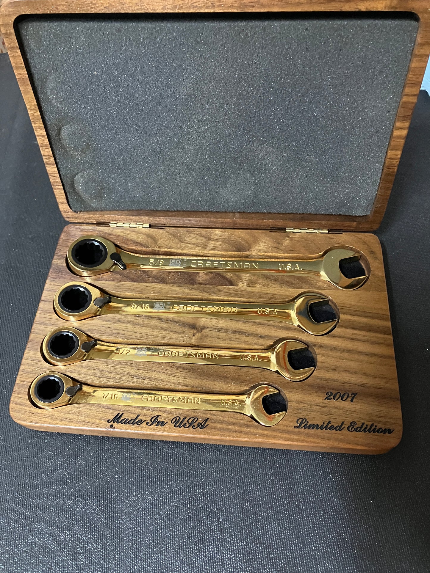 Vintage Sears Craftsman 80th Anniversary 2007 4pc Gold Ratcheting Wrench Set USA