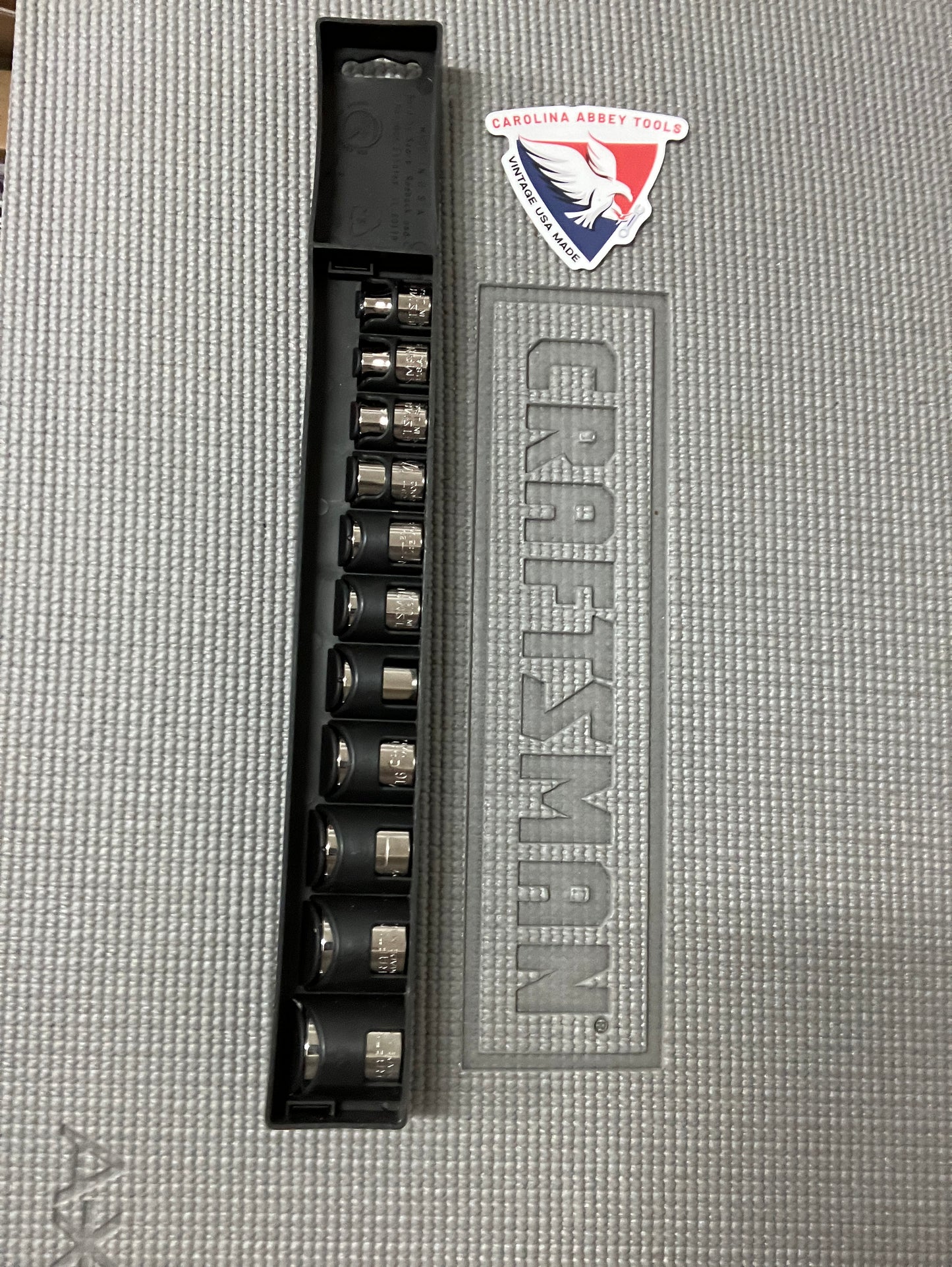 NOS Vintage Sears Craftsman 11pc 3/8”Drive 6pt SAE Socket Set 34463 1/4-7/8” USA