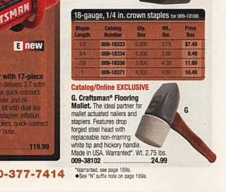 NOS Sears Craftsman 32oz White Rubber Flooring Mallet 38102 USA Catalog Only!