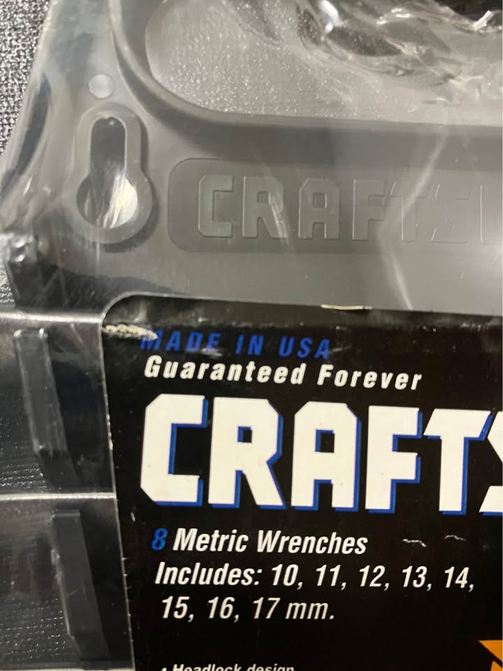 NOS Vintage Sears Craftsman Metric 8pc 10-17mm 12pt Combo Wrench Set 44126 USA Includes Wrench Rack