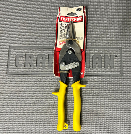 NOS Sears Craftsman Aviation Snip Straight Yellow 42713 USA Compound Leverage