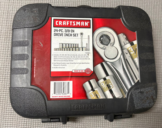 NOS Sears Craftsman 24pc 3/8” Drive Easy Read Socket Set 34867 USA Dual Marked