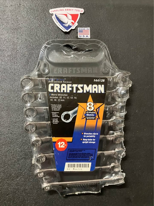 NOS Vintage Sears Craftsman Metric 8pc 10-17mm 12pt Combo Wrench Set 44126 USA Includes Wrench Rack