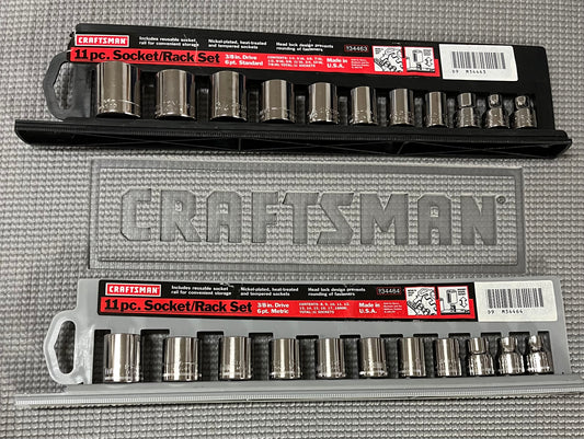 Craftsman USA NOS 3/8” Drive 6 Pt Socket Sets SAE & Metric 34463 34464