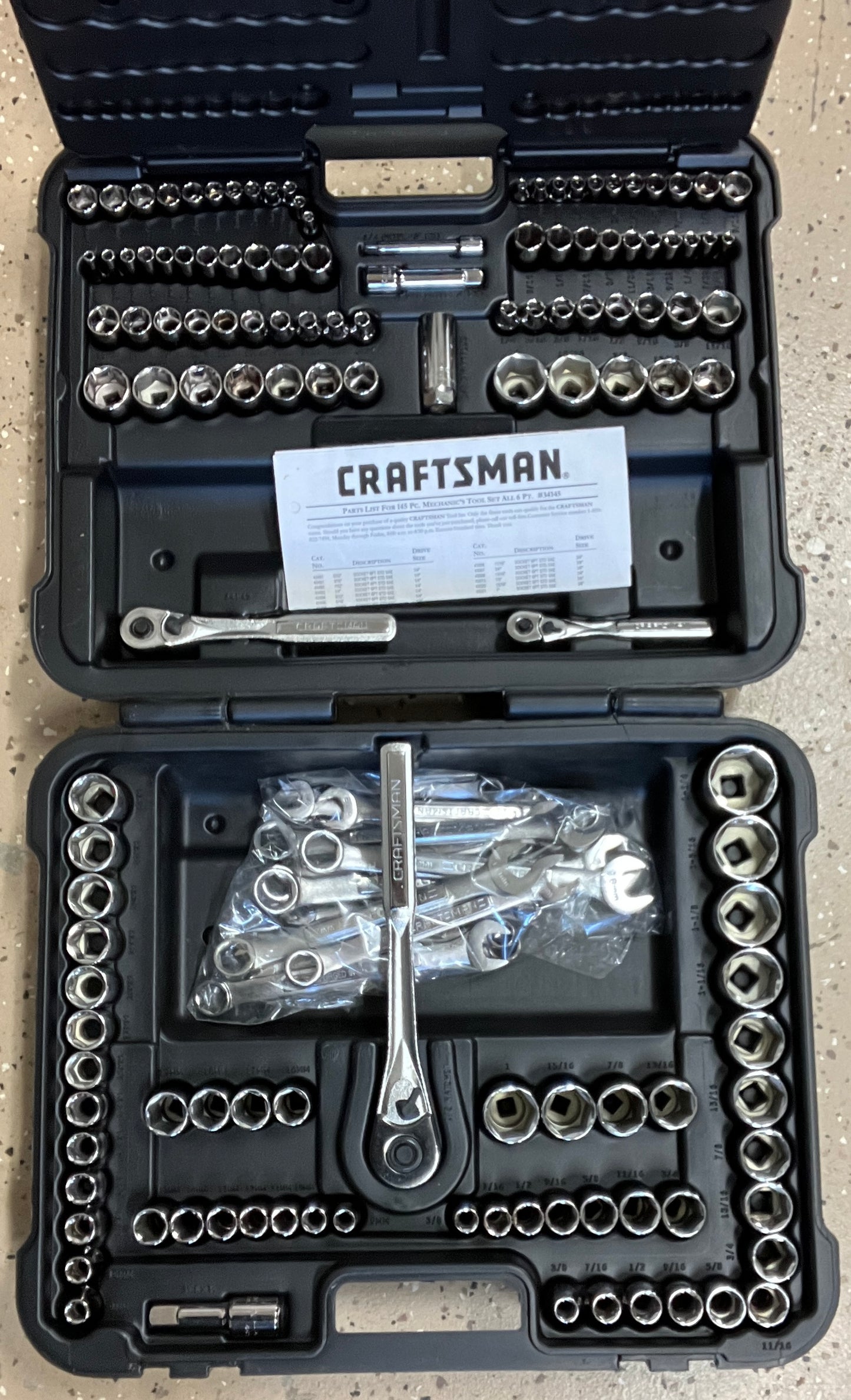 NOS Sears Craftsman 145pc ALL 6 POINT Mechanics Tool Socket Set 34145 USA New!