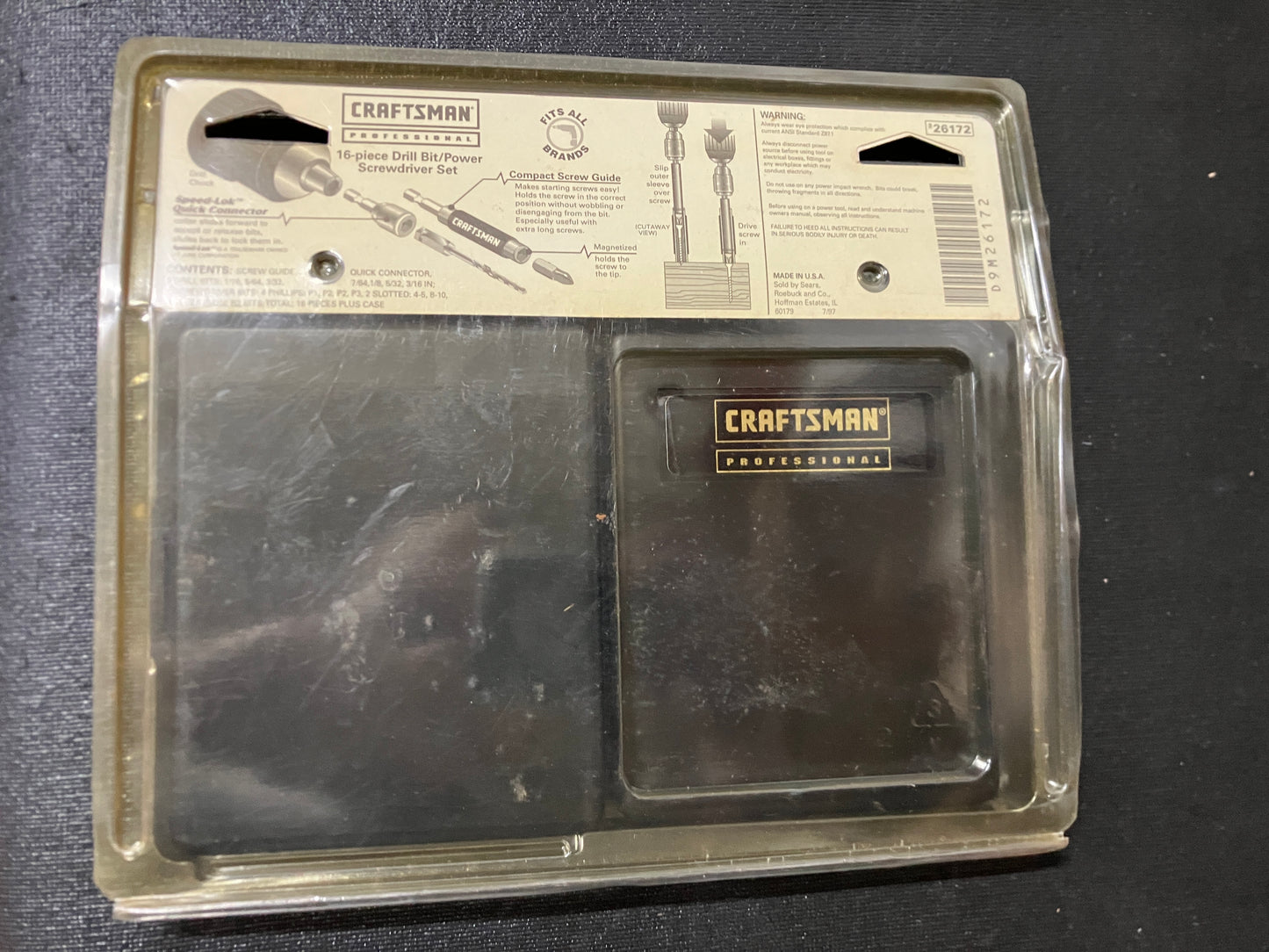 NOS Sears Craftsman Professional 16pc Speed Lok Drill Bit Set 26172 USA w/Case