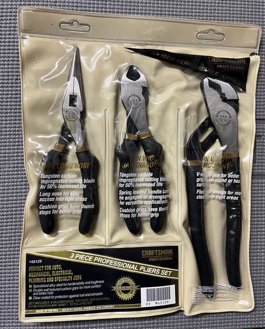 NOS Crafstman Professional 3pc Plier Set 45129 WF USA 45582 45574 45481