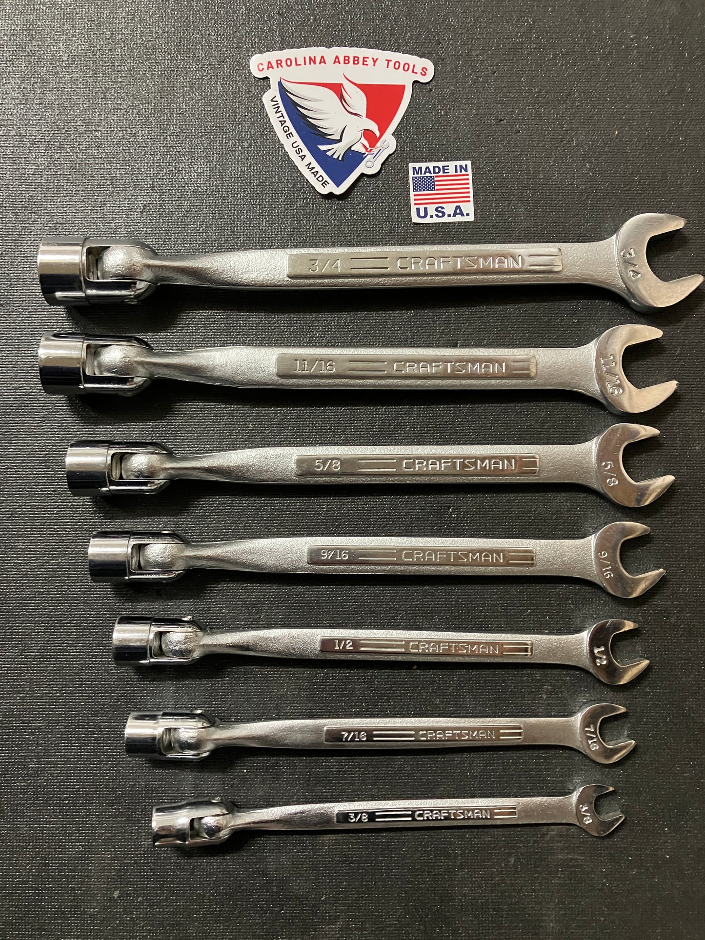 Vintage Craftsman 7pc SAE Saltus Flex Head Wrench Set USA