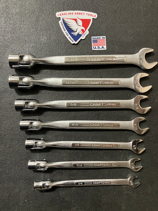 Vintage Craftsman 7pc SAE Saltus Flex Head Wrench Set USA