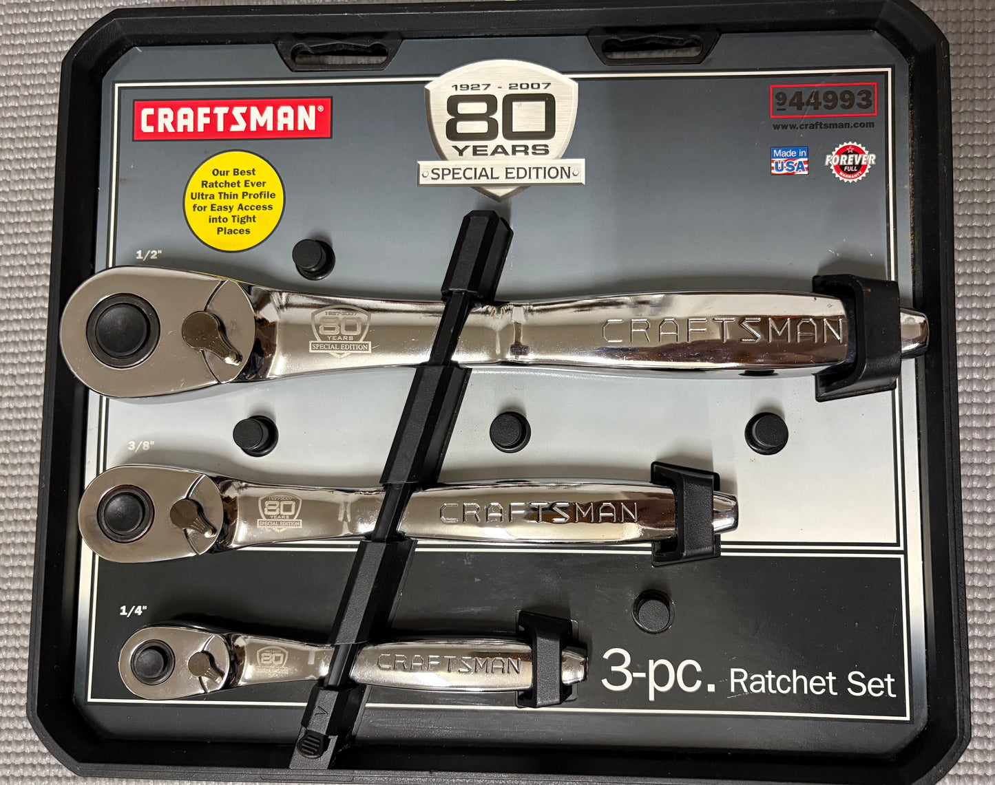 NOS Sears Craftsman USA 80th Anniversary Thin Profile Ratchet Set 44993 Sealed!
